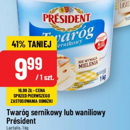 Polomarket prezentuje: Twaróg Sernikowy President w promocyjnej cenie!