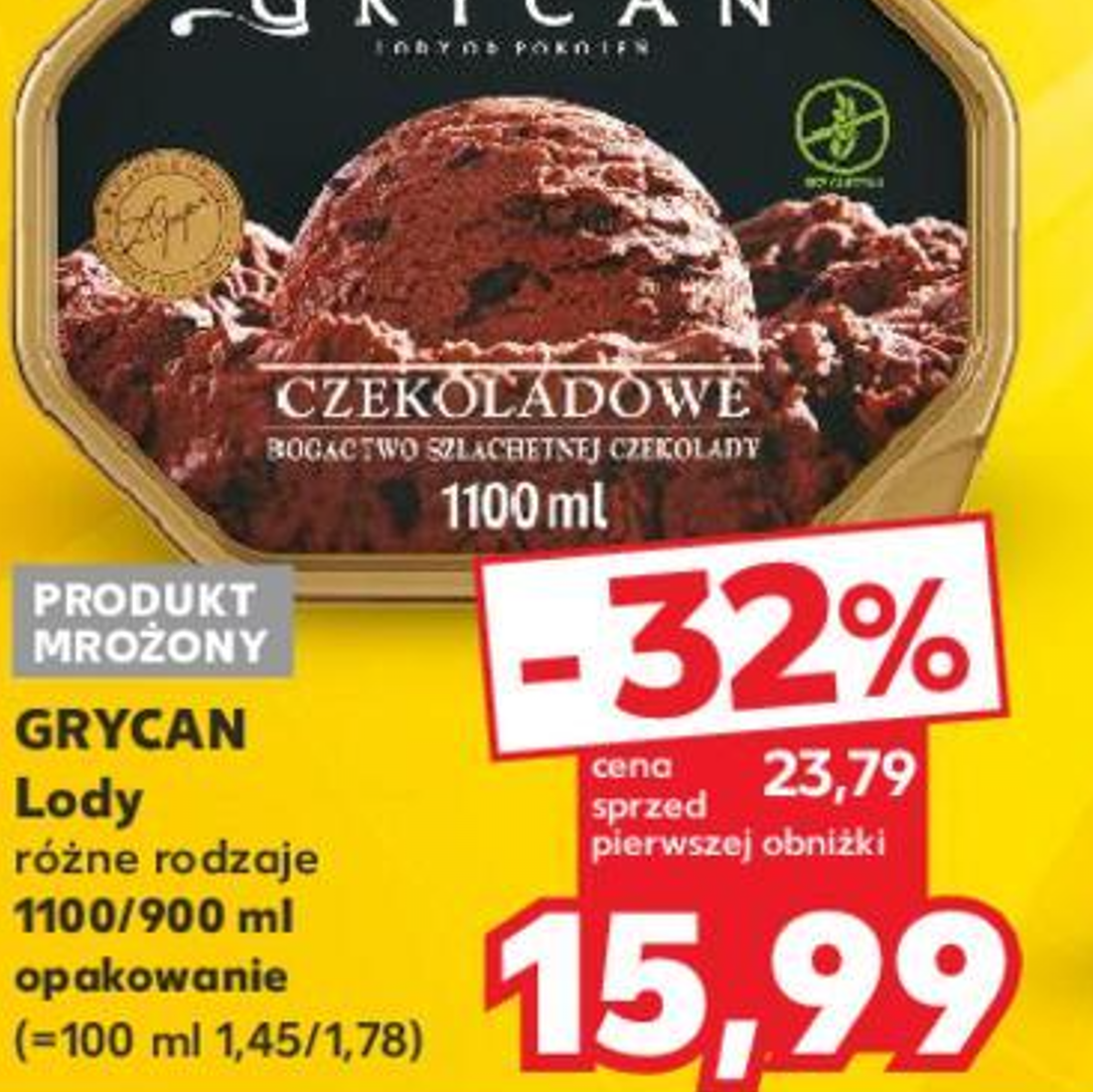 Kaufland promuje lody Grycan 900/1100ml za 15.99zł - odkryj smak lata z Cenniczek.com!