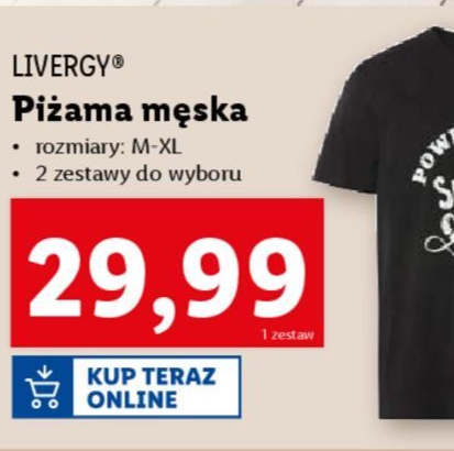 Super okazja w Lidl - męska piżama za jedyne 29,99 PLN!
